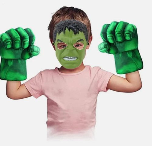 Kids green superhero gloves - green,